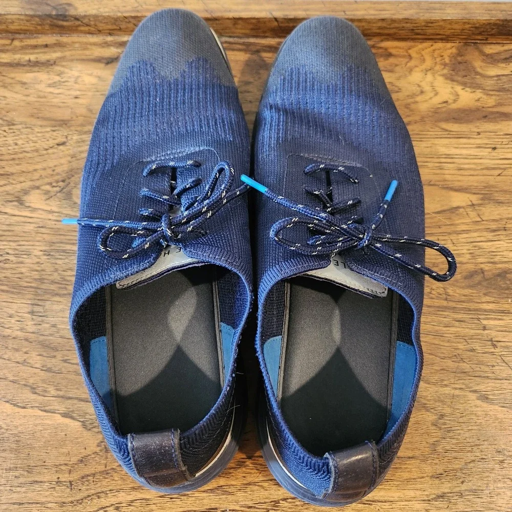 Cole Haan Dress Shoes Mens Size 10.5M Blue‎ Knit Oxford Weatherproof Lightweight